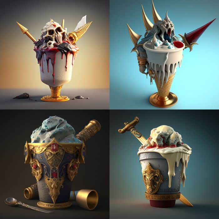 a Ice cream in a cup STYLE OF WARHAMMER