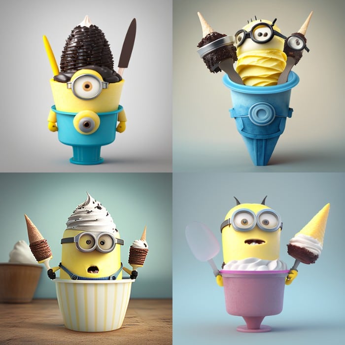 a Ice cream in a cup STYLE the minions