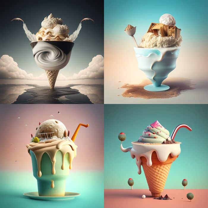 a Ice cream in a cup SURREAL