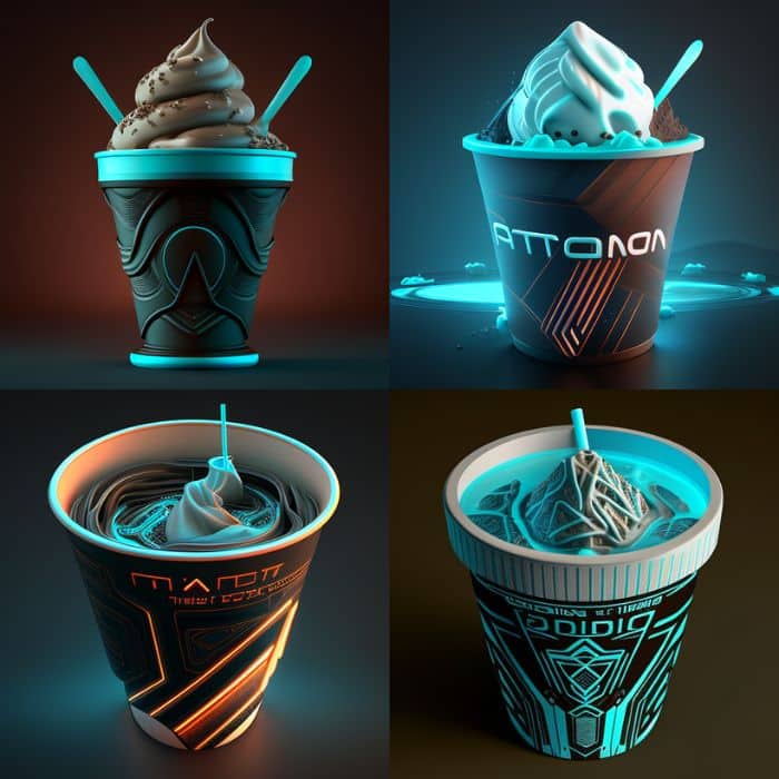 a Ice cream in a cup TRON