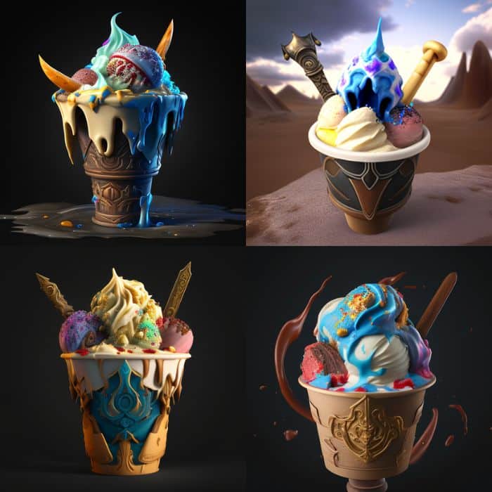 a Ice cream in a cup in the style of WORLD OF WARCRAFT