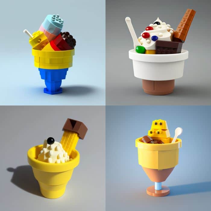 a Ice cream in a cup with 3 scoops AS LEGO