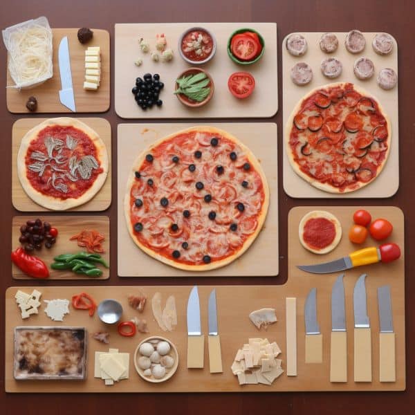 Knolling of pizza making