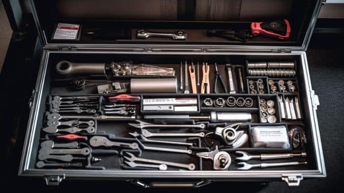 knolling of the modern locksmith's toolbox ar 169