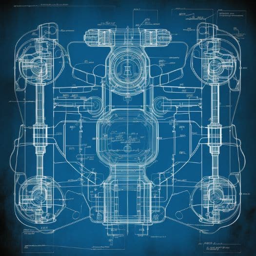 blueprint of flux capacitor drawin in davinci style v 5