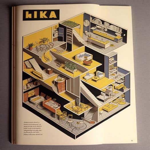 ikea catalogue 1962, in the style m.c. escher v 4 q 2