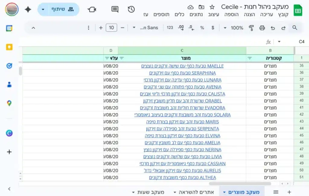 עובדים תמיד בצורה מסודרת עם מעקב בגוגל שיטס